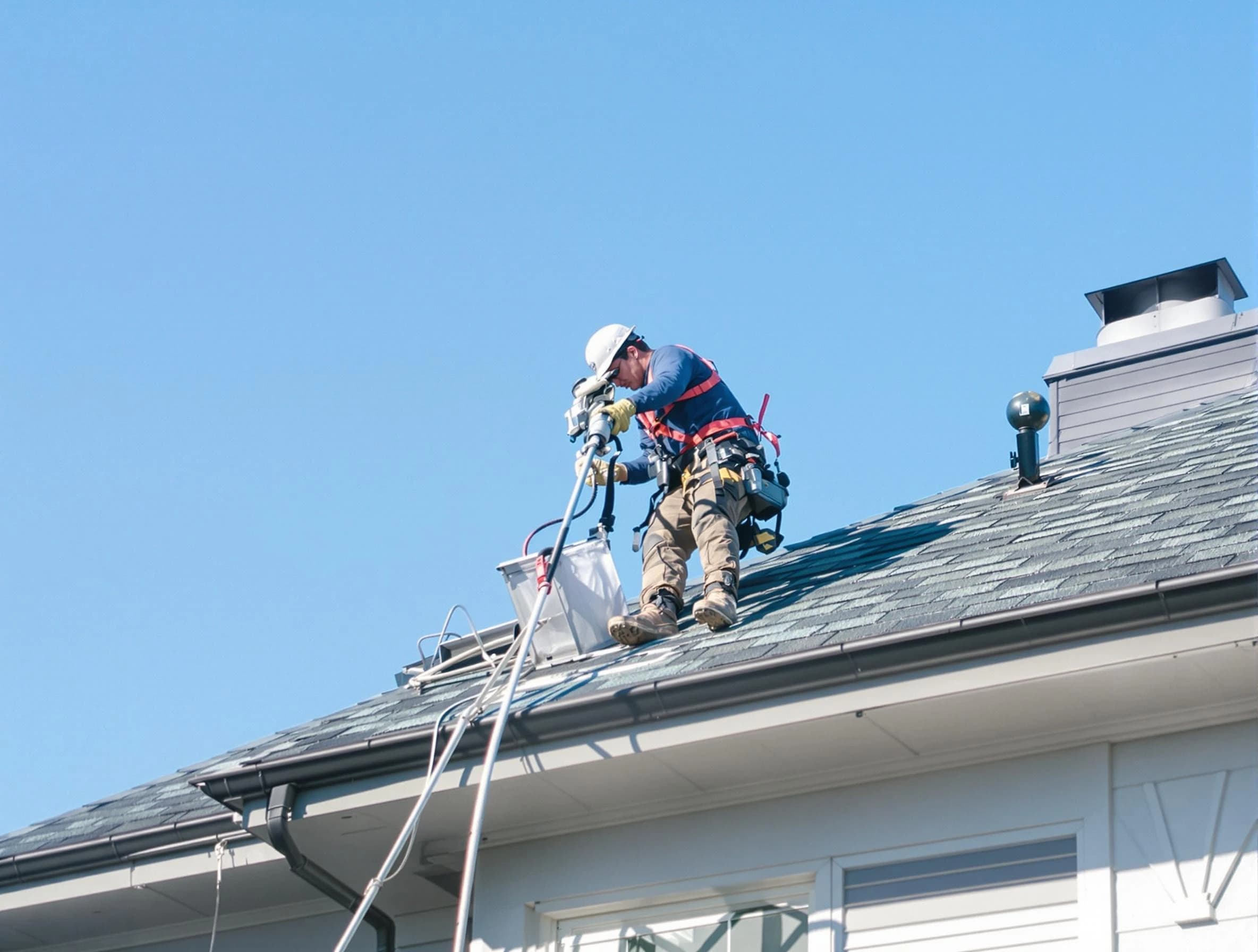 Short Pump Dryer Vent Cleaning certified technician cleaning a roof-mounted dryer vent system in Short Pump
