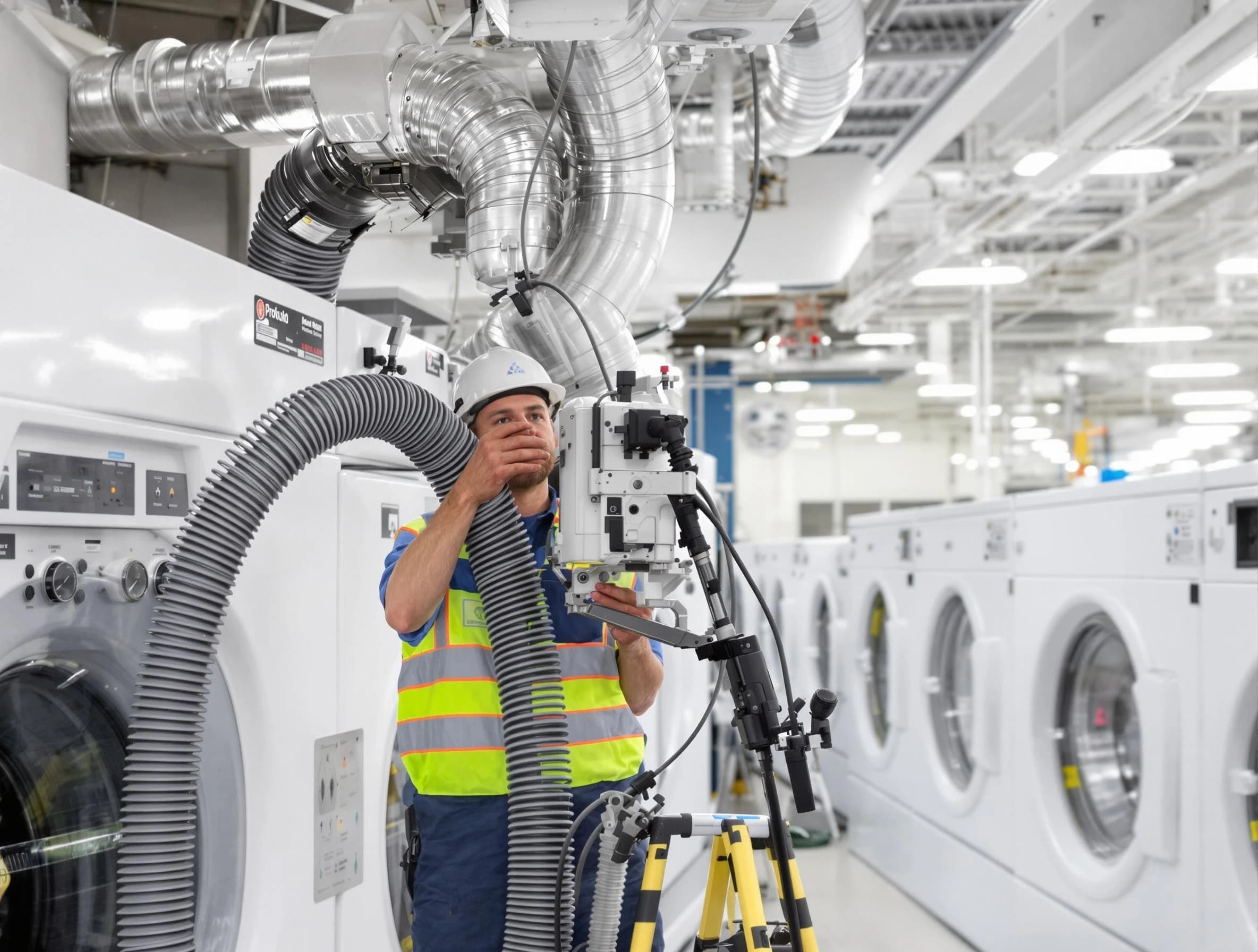Short Pump Dryer Vent Cleaning team performing commercial-grade dryer vent cleaning at a business facility in Short Pump