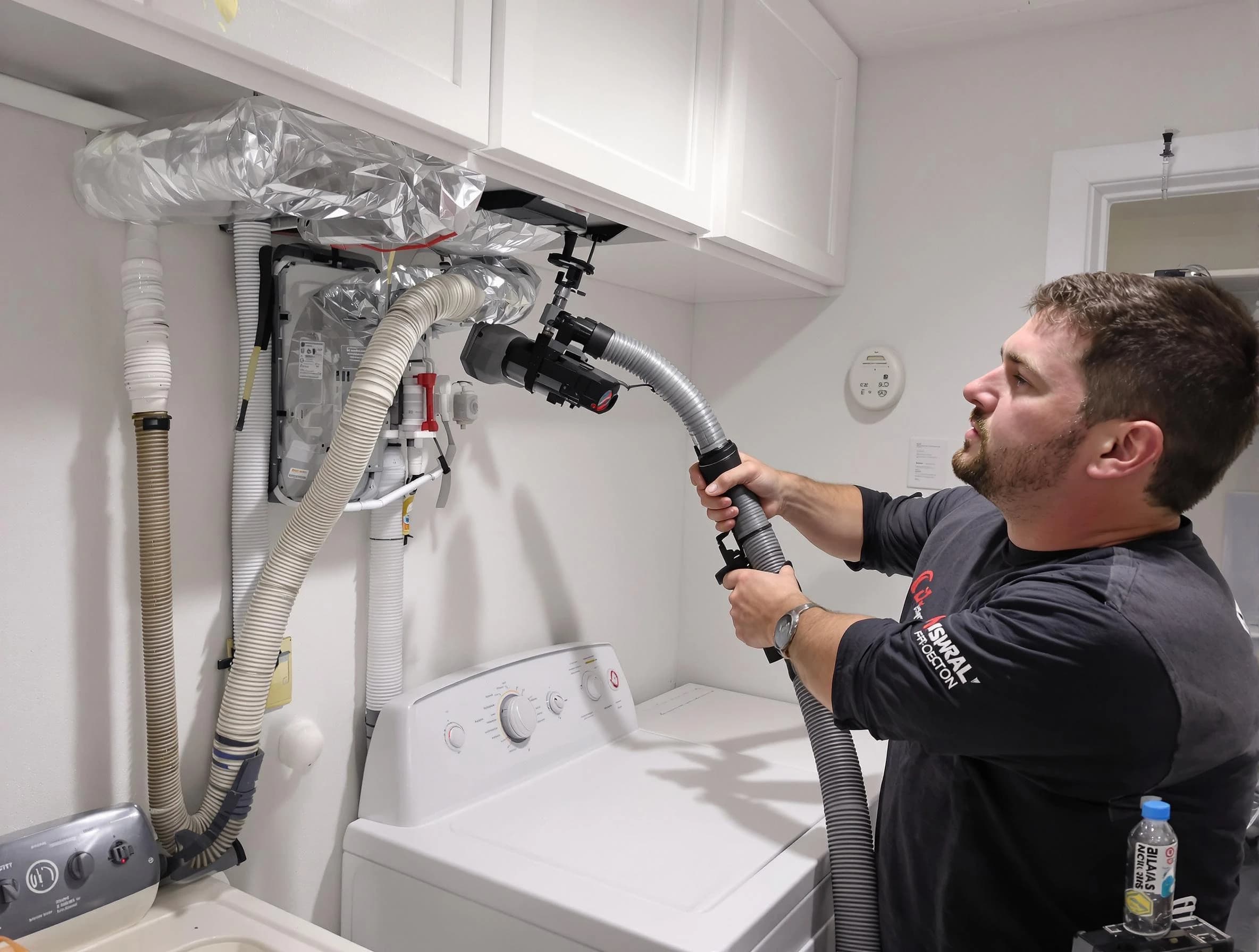 Short Pump Dryer Vent Cleaning certified technician performing safety-focused gas dryer vent cleaning in Short Pump