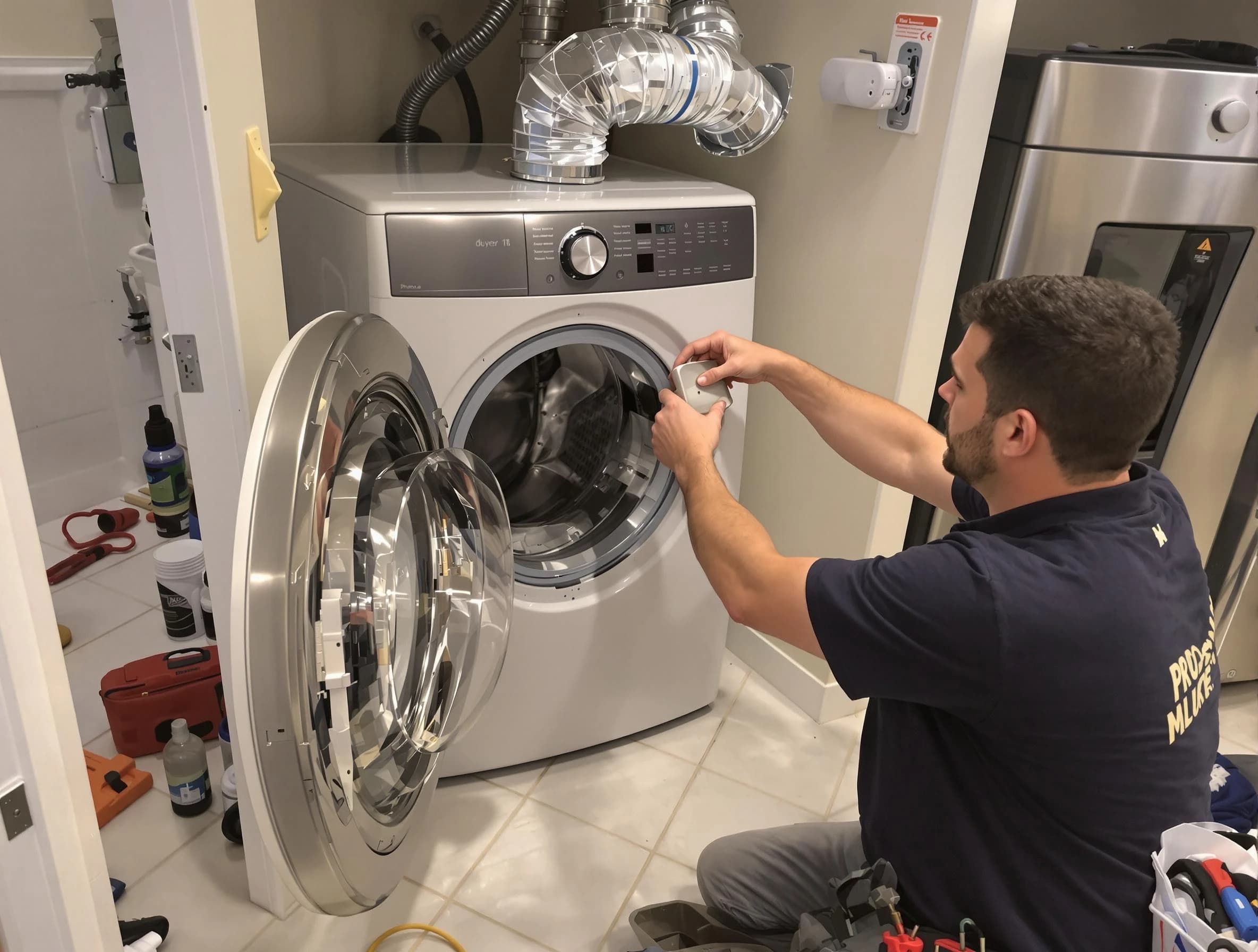 Short Pump Dryer Vent Cleaning technician performing precise dryer vent hose installation in Short Pump
